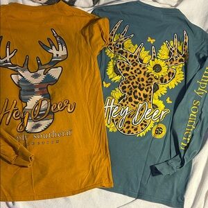 Simply Southern Long Sleeve Tees - Mustard and Teal